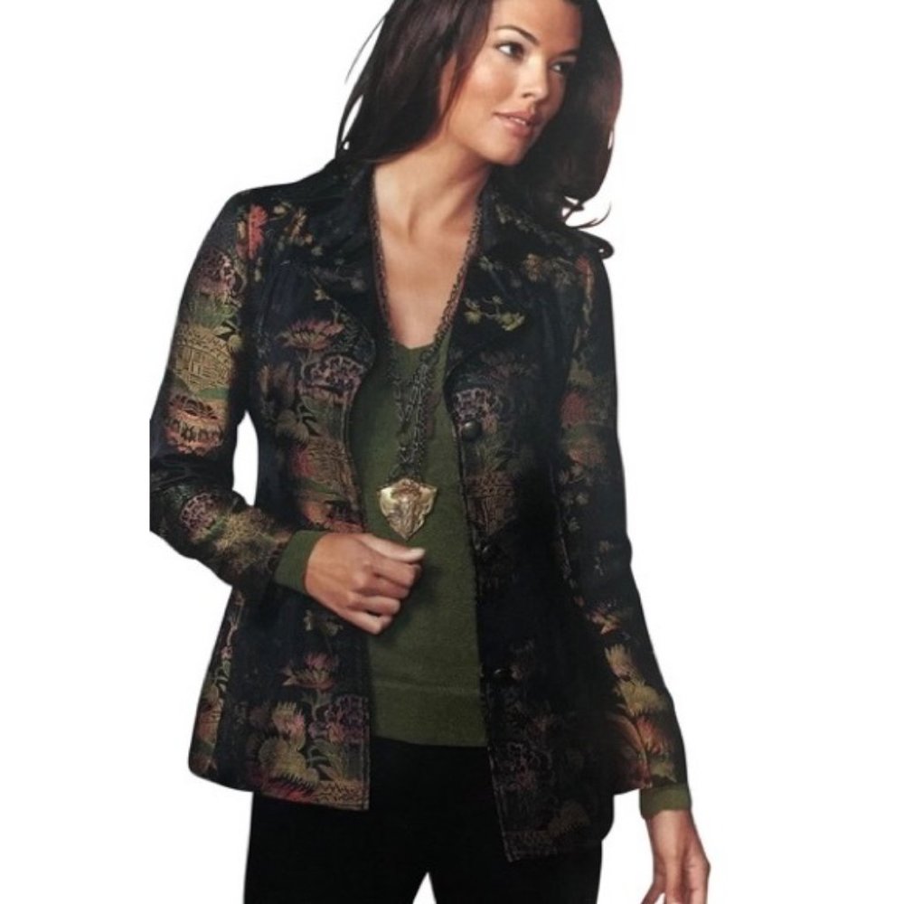 CAbi Vintage Asian Inspired Chinoiserie Blazer